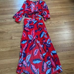 Fun floral coordinated crop top and skirt